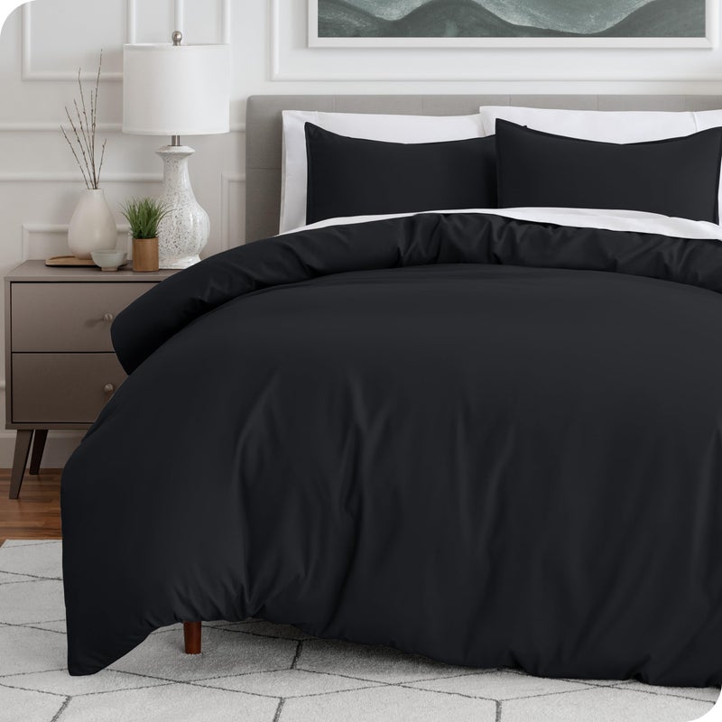 Bare Home Bedding Duvet Cover Oversized Queen Size  Premium 1800 Super Soft Collection  Lightweight Cooling Duvet Cover  Soft Breathable Bedding Oversized Queen Black