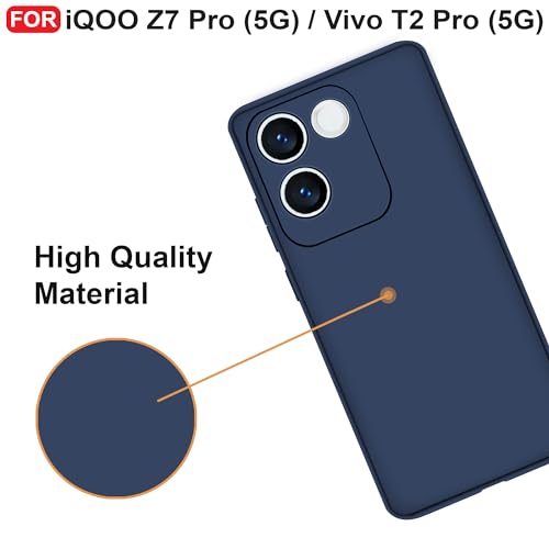 CEDO Back Cover for iQOO Z7 Pro (5G) / Vivo T2 Pro (5G) | Camera Bump Protection & Inner Velvet Fabric Lining | Ultra Slim Matte Soft Rubberised Case Cover (Blue) - Image 5