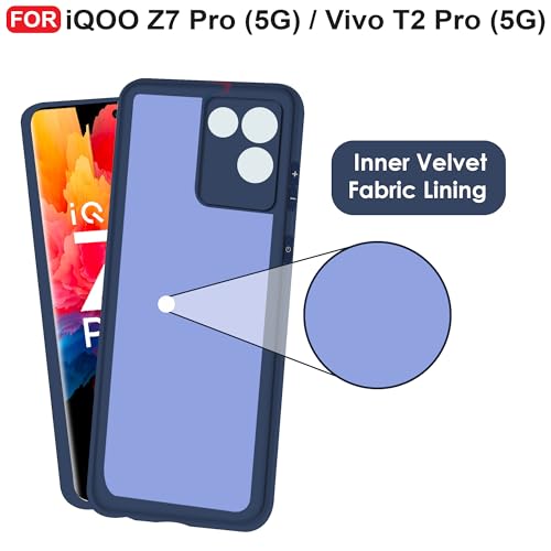 CEDO Back Cover for iQOO Z7 Pro (5G) / Vivo T2 Pro (5G) | Camera Bump Protection & Inner Velvet Fabric Lining | Ultra Slim Matte Soft Rubberised Case Cover (Blue) - Image 4