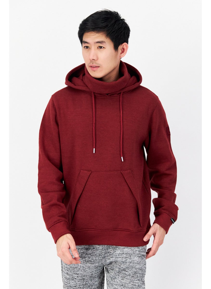 DUCK AND COVER Men Hooded Front Pocket Fleece Sweatshirts, Russet  - Image 1