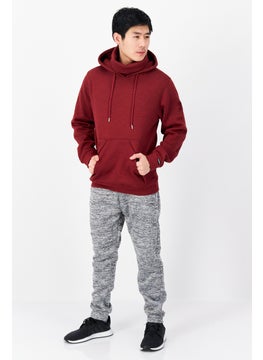 DUCK AND COVER Men Hooded Front Pocket Fleece Sweatshirts, Russet  - Image 2