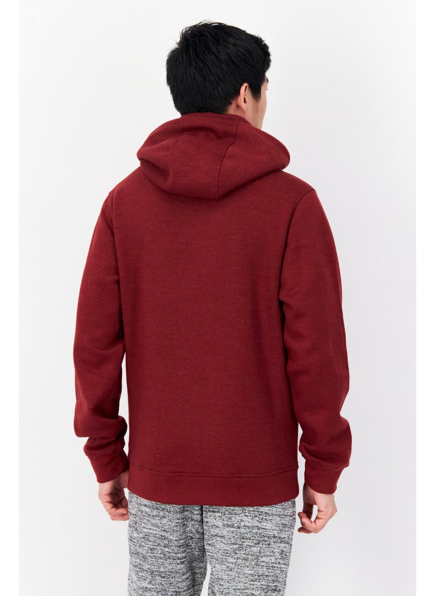 DUCK AND COVER Men Hooded Front Pocket Fleece Sweatshirts, Russet  - Image 4