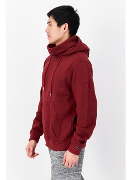 DUCK AND COVER Men Hooded Front Pocket Fleece Sweatshirts, Russet  - Image 3