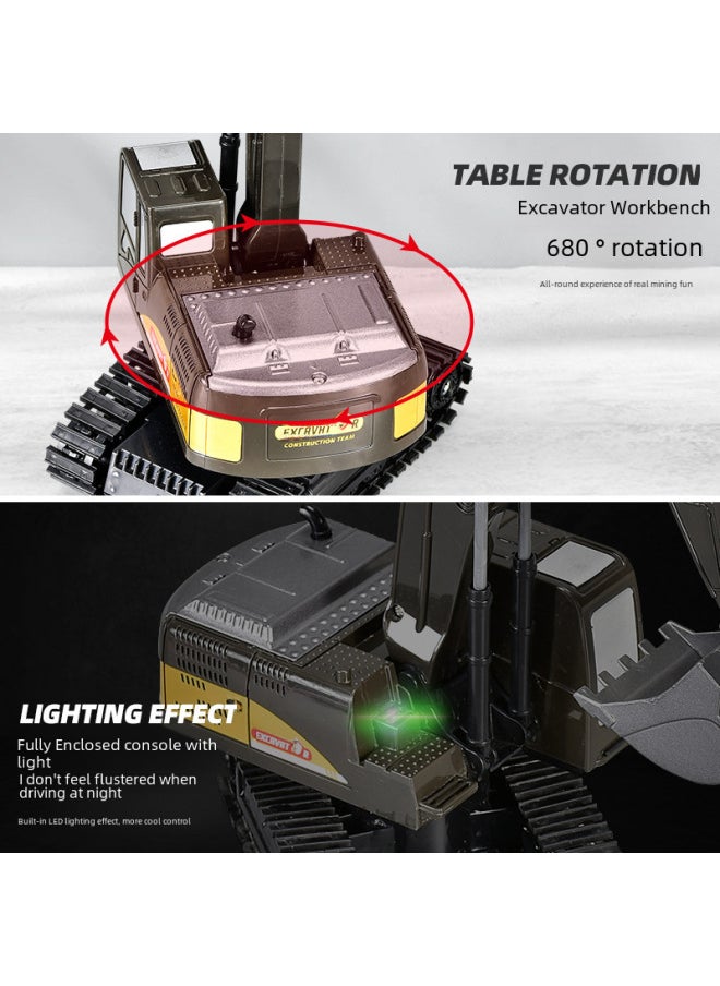 Generic - 6-channel Alloy Remote Control Excavator Toy Boys Simulated Engineering Vehicle High-end Gift Stall Selling-Color:Grey 6 Mail Purchase Box (Alloy Digging Bucket)-Proportion:Standard (1 Battery) - Image 1