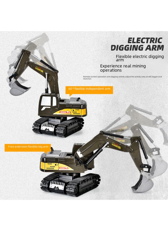 Generic - 6-channel Alloy Remote Control Excavator Toy Boys Simulated Engineering Vehicle High-end Gift Stall Selling-Color:Grey 6 Mail Purchase Box (Alloy Digging Bucket)-Proportion:Standard (1 Battery) - Image 1