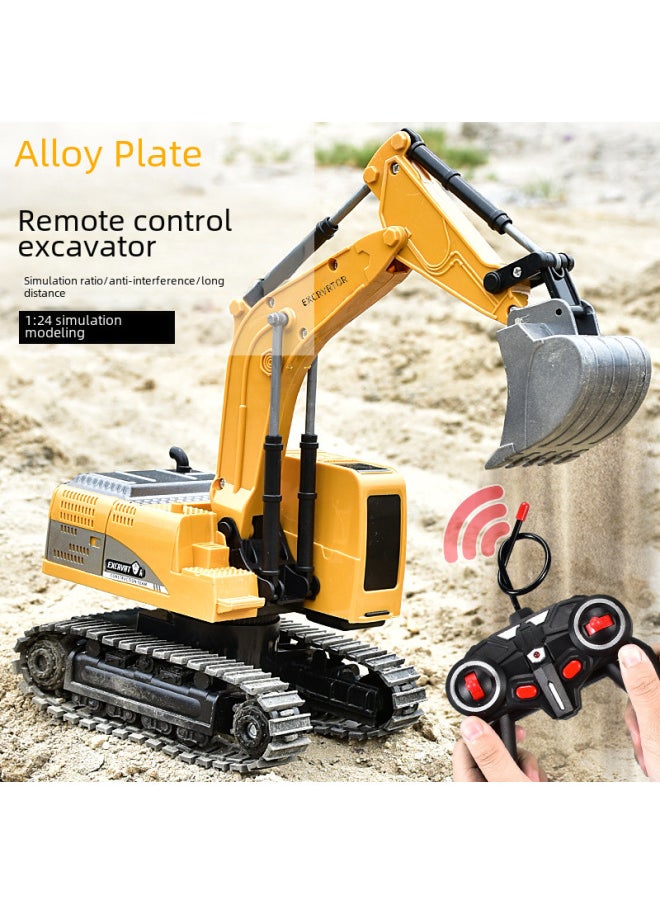 Generic - 6-channel Alloy Remote Control Excavator Toy Boys Simulated Engineering Vehicle High-end Gift Stall Selling-Color:Grey 6 Mail Purchase Box (Alloy Digging Bucket)-Proportion:Standard (1 Battery) - Image 1