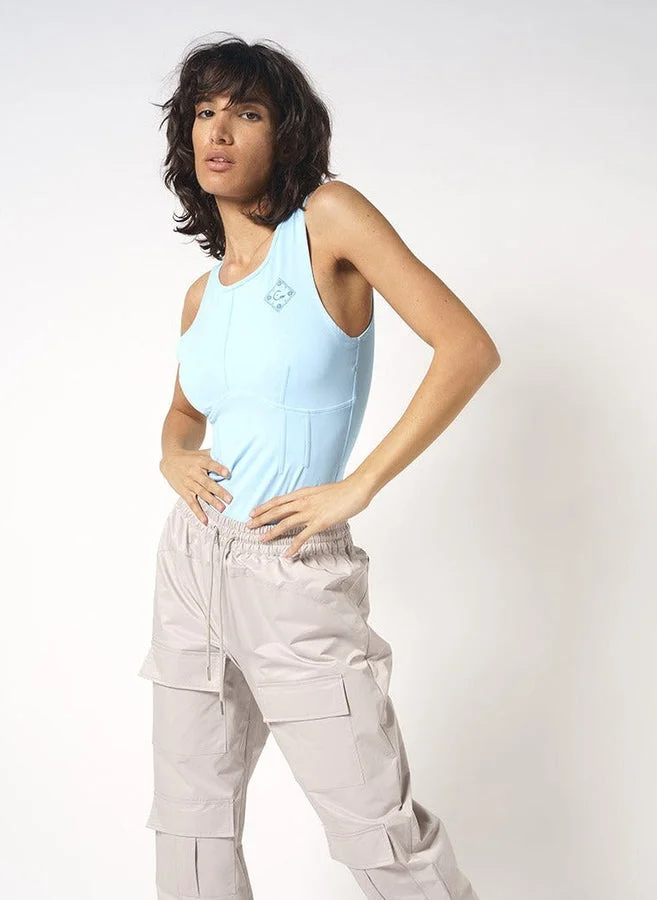 House Of Cenmar Tiffany Round Neck Bodysuit With Printed Logo