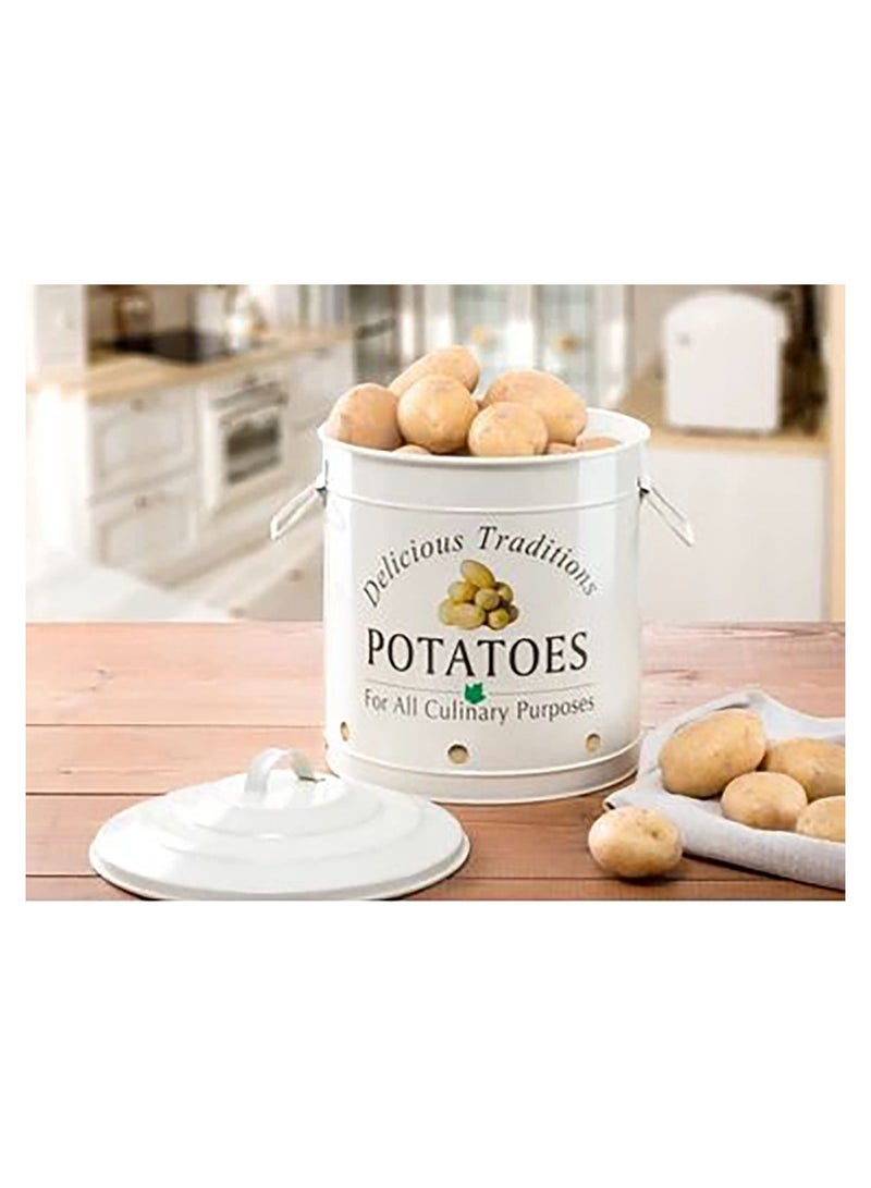 Onion and Potato Storage Basket Shelves Bucket Shape Perfect Design Components of 2 Shelves, White  - Image 3