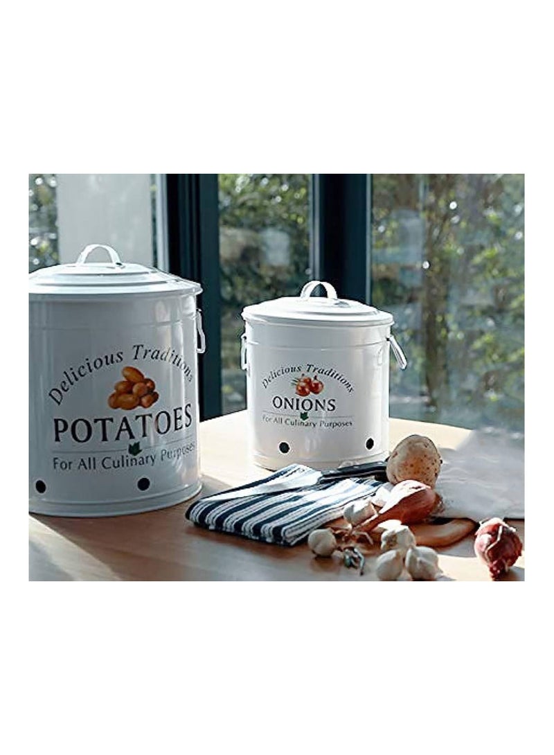 Onion and Potato Storage Basket Shelves Bucket Shape Perfect Design Components of 2 Shelves, White  - Image 4
