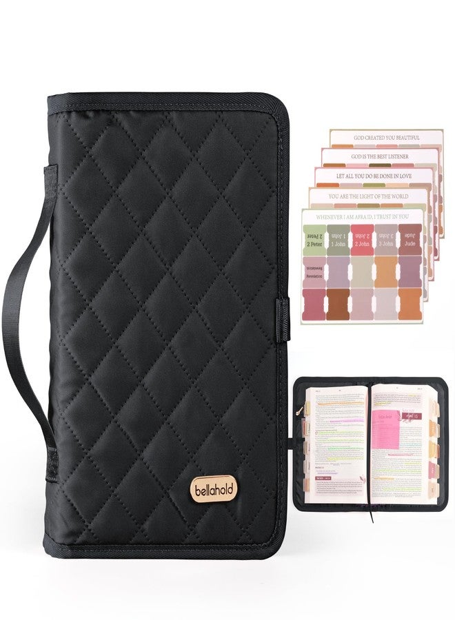 BellaHold Adjustable Bible Cover with 75 Bible Tabs - Bible Cover Case for Women，Waterproof, Washable Quilted Bible Case，Reusable Christian Gifts for Women (Black, L) - Image 1