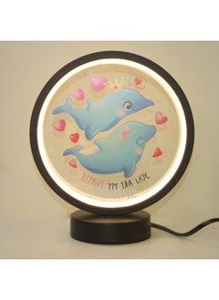 General Nordic Creative Ring Led Lamp Stepless Dimming Night Light Energy-saving Eye Protection Dormitory Fill Light Diy Handmade-Specification:20cm-black Circle-dolphin-【usb Interface】 White Light 【mild St  - Image 1