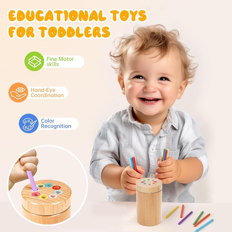 Masroo Montessori Toys for 3 Year Old, Play Wooden Toddler Educational Toys Color Sorting Preschool Learning Activities, Fine Motor Skills Sensory Toys for Toddlers 3-5 Girl Boy Birthday Gifts - Image 4