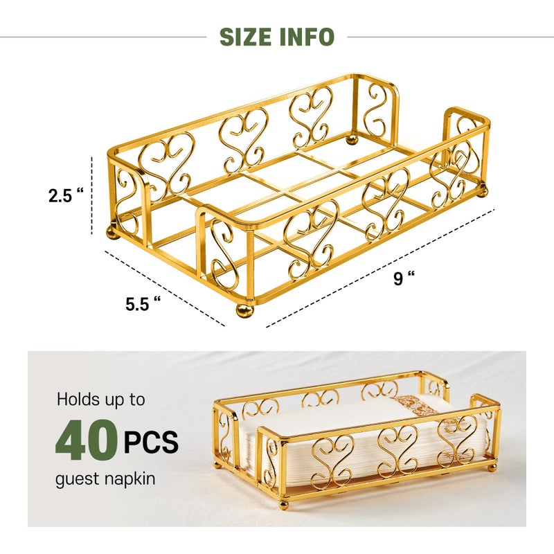 LEVIMETREE Gold Guest Towels Holder for Bathroom - Bathroom Napkin Holder for Paper Hand Towels, Disposable Hand Towels Holder for Bathroom, Paper Napkins Tray, Napkin Holders for Paper Napkins - Image 3