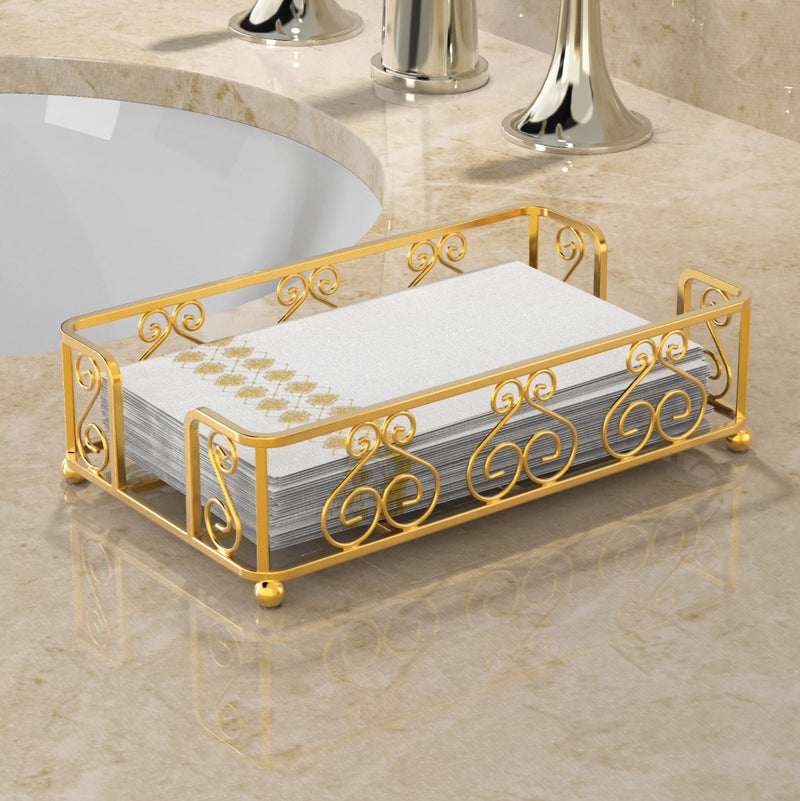 LEVIMETREE Gold Guest Towels Holder for Bathroom - Bathroom Napkin Holder for Paper Hand Towels, Disposable Hand Towels Holder for Bathroom, Paper Napkins Tray, Napkin Holders for Paper Napkins - Image 2