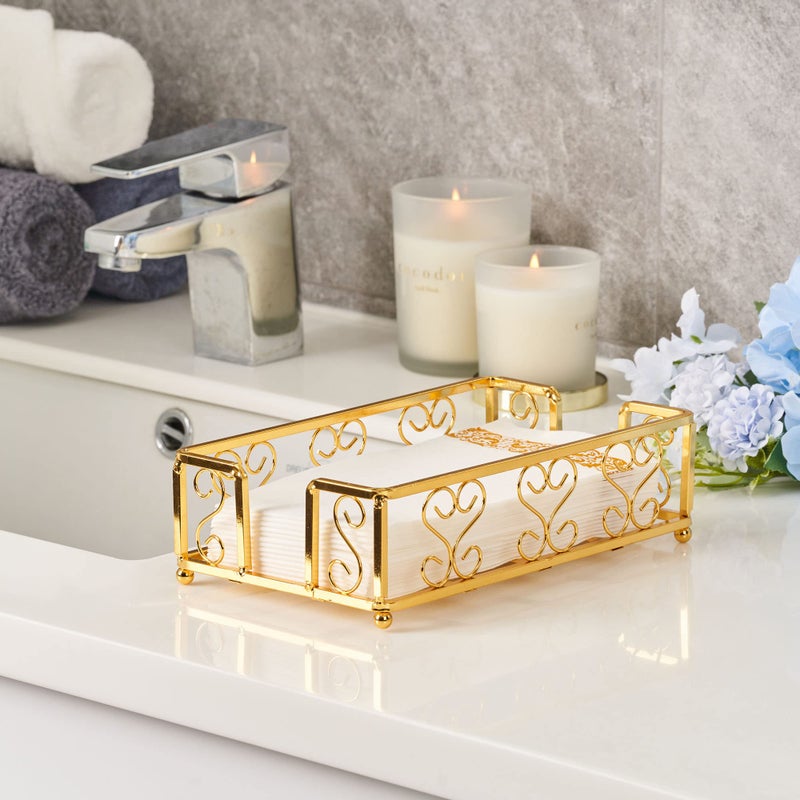LEVIMETREE Gold Guest Towels Holder for Bathroom - Bathroom Napkin Holder for Paper Hand Towels, Disposable Hand Towels Holder for Bathroom, Paper Napkins Tray, Napkin Holders for Paper Napkins - Image 5