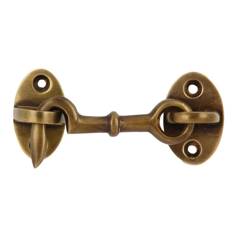 A29 Cabin Hook, 2 3/4 inches Brass Latch, Hook and Eye Latch for Door, Cabin Door Gate Latches, Window Sash Catch Hook Latch Barn Door Locks and Latches, Antique Brass Finish - Image 1