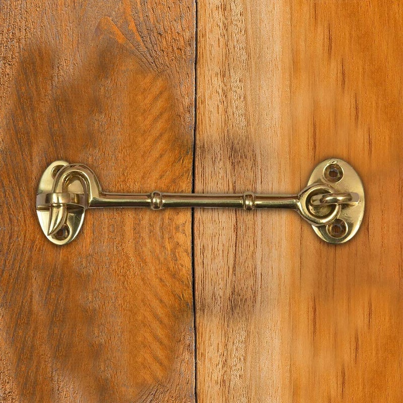A29 Cabin Hook, 2 3/4 inches Brass Latch, Hook and Eye Latch for Door, Cabin Door Gate Latches, Window Sash Catch Hook Latch Barn Door Locks and Latches, Antique Brass Finish - Image 4