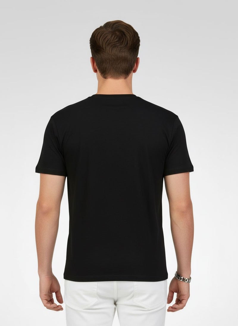Buffalo David Bitton Men Crew Neck Short Sleeve Brand Logo T-Shirt, Black - Image 5