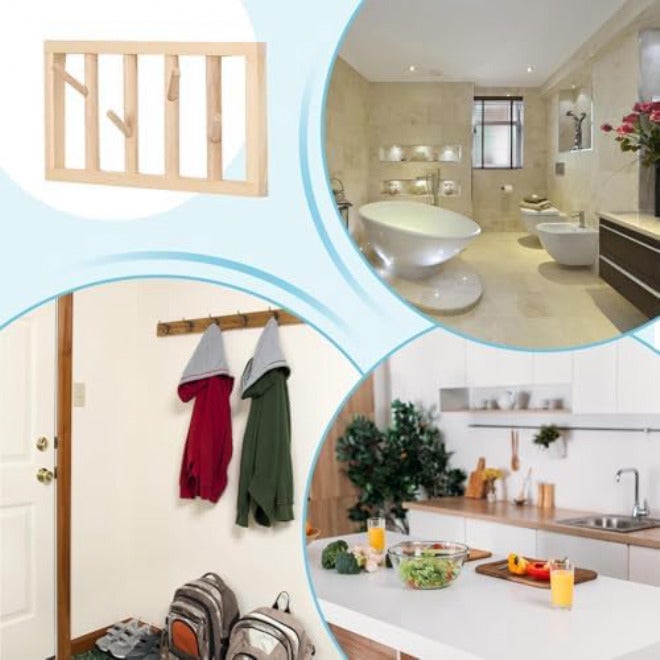 Coat Hooks for Wall | Wooden 360 Rotatable Holder,Clothes Wall Hooks Decorative Rack,for Towel Hat Key Entryway Living Room Bedroom Bathroom Kitchen Office Apartment Home Storage - Image 4