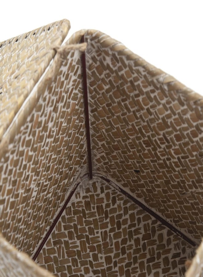 DECRAFTS غطاء علبة مناديل مربع من الأعشاب البحرية، حامل مناديل منسوج، ديكور للحمام، طراز ريفي (أبيض مغسول، 5.5 × 5.5 × 5.5 بوصة) - Image 2