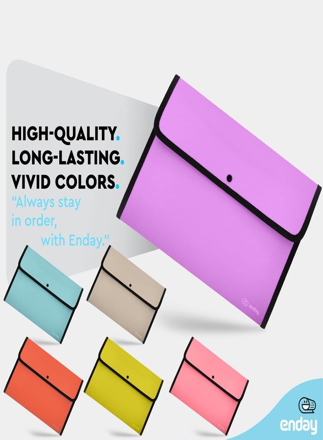 Enday Square Flap Plastic File Holder, Purple, A4 Letter Size, Reusable, Snap Closure, 13" x 9.4" - Image 4