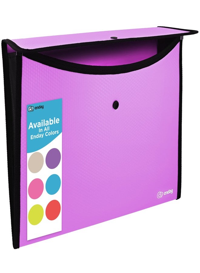Enday Square Flap Plastic File Holder, Purple, A4 Letter Size, Reusable, Snap Closure, 13" x 9.4" - Image 1