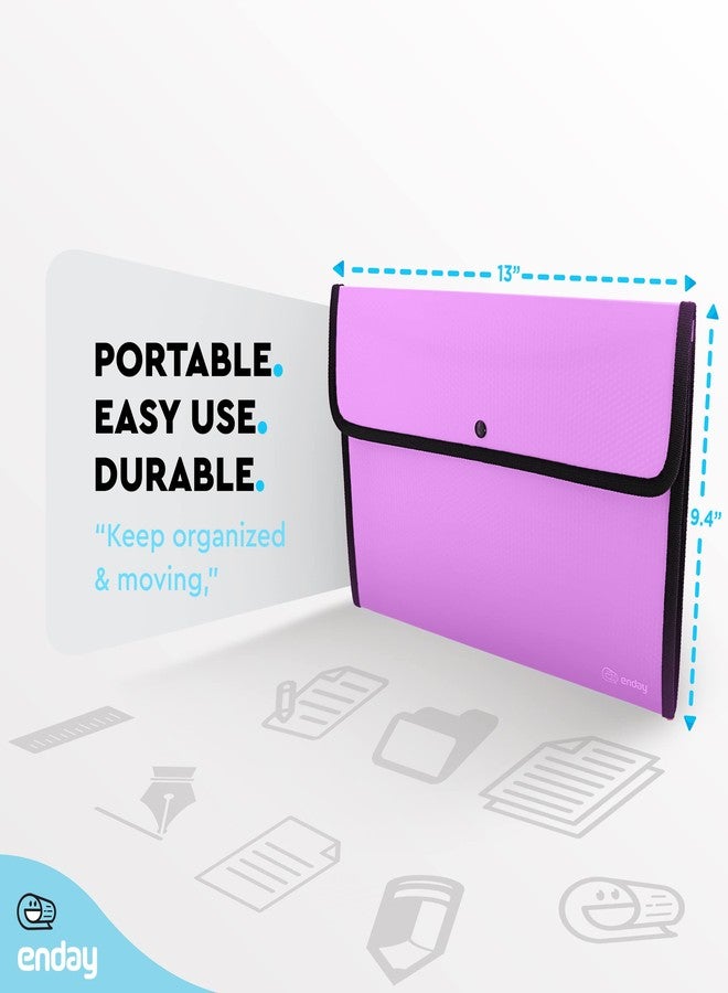 Enday Square Flap Plastic File Holder, Purple, A4 Letter Size, Reusable, Snap Closure, 13" x 9.4" - Image 5