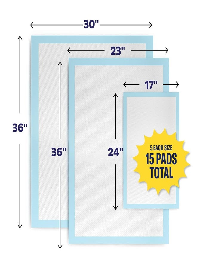 Stack Man Chucks Pads Variety Pack - 3 Sizes - (17X24", 23X36", 30X36") - 15 Disposable Underpads - The Right Size for Every Need - Make Traveling Easy - Sample Our Range of Sizes or Pack Them for Your Trip! - Image 2