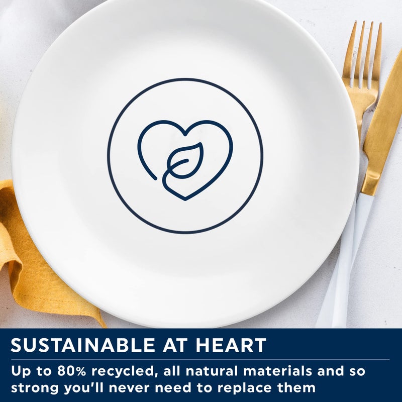 Corelle Dinnerware Set (12pc Set  Ocean Blues)-Dinner Set for 4  Includes 4 x: Plates  Side Plates & Bowls  3 X More Durable  Half The Space & Weight of Ceramic  up to 80% Recycled Glass (1146815) - Image 5