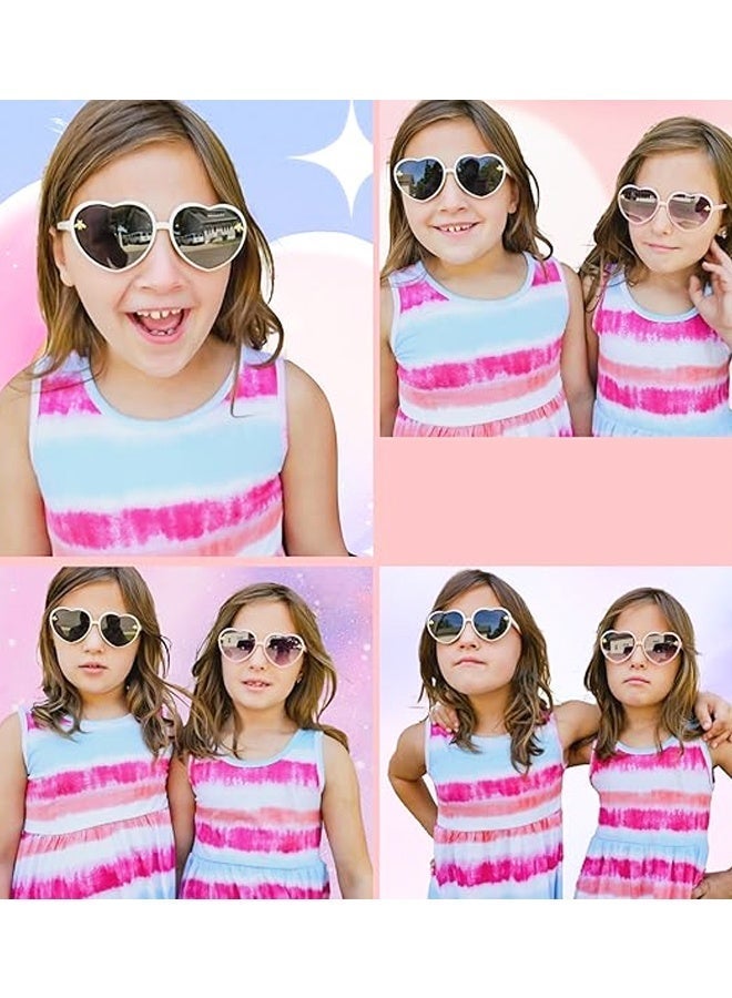 2 PCS Cute Heart Sunglasses Kids for Toddler Girls Age 3-10 Fashion Sunnies with UV400 Protection - Image 2