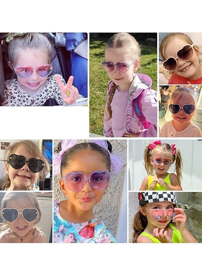 2 PCS Cute Heart Sunglasses Kids for Toddler Girls Age 3-10 Fashion Sunnies with UV400 Protection - Image 3
