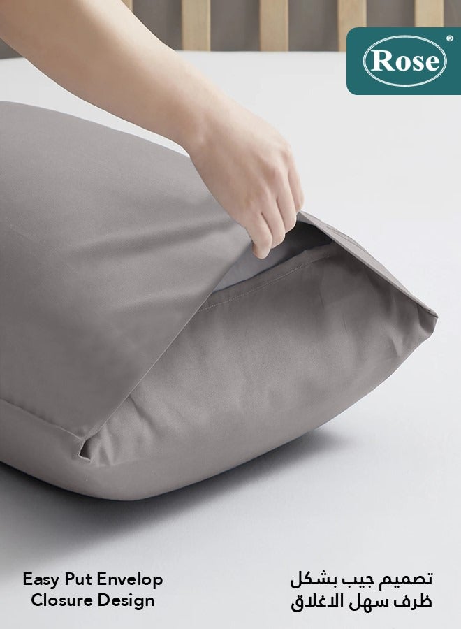 روز طقم أغطية مخدات روز مقلم فاخر بنظام اغلاق على شكل ظرف سهل الاغلاق، طقم من 2 قطعة، مايكروفايبر ناعم جيد التهوية وبارد, مقاس عالمي 50×75 سم, رصاصي  - Image 5