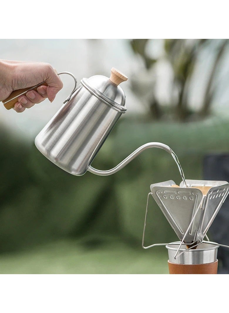 عام **إبريق قهوة 650 مل - من الفولاذ المقاوم للصدأ مع مقبض مقاوم للحرارة، صب دقيق للمنزل والمكتب والمقاهي لتحضير القهوة والشاي** - Image 3