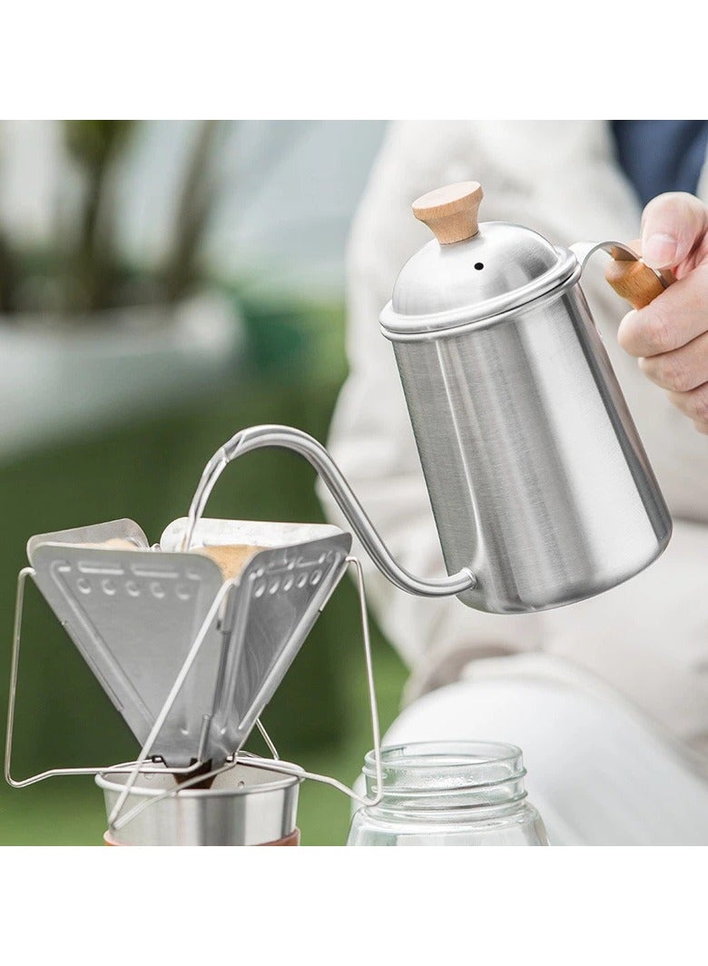 عام **إبريق قهوة 650 مل - من الفولاذ المقاوم للصدأ مع مقبض مقاوم للحرارة، صب دقيق للمنزل والمكتب والمقاهي لتحضير القهوة والشاي** - Image 2