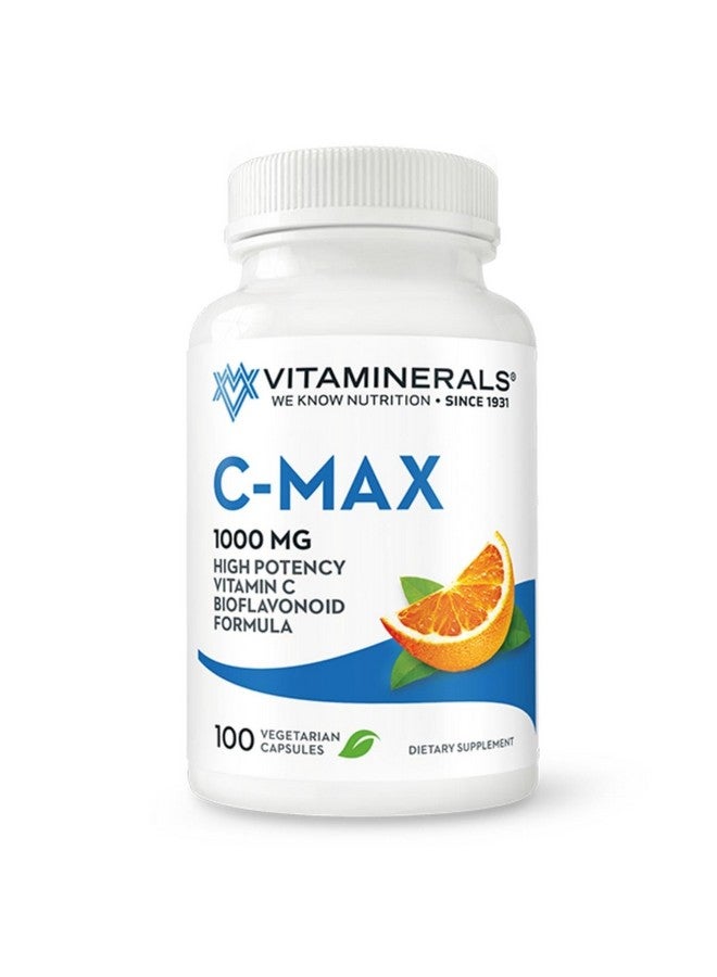Vitaminerals فيتامينيرالز سي-ماكس | 1000 ملغ فيتامين سي | بيوفلافونويد الحمضيات | 100 كبسولة نباتية - Image 1