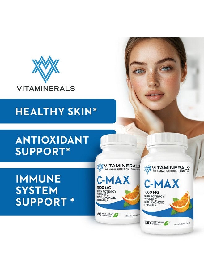 Vitaminerals فيتامينيرالز سي-ماكس | 1000 ملغ فيتامين سي | بيوفلافونويد الحمضيات | 100 كبسولة نباتية - Image 4