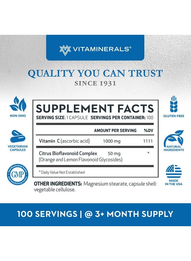 Vitaminerals فيتامينيرالز سي-ماكس | 1000 ملغ فيتامين سي | بيوفلافونويد الحمضيات | 100 كبسولة نباتية - Image 2