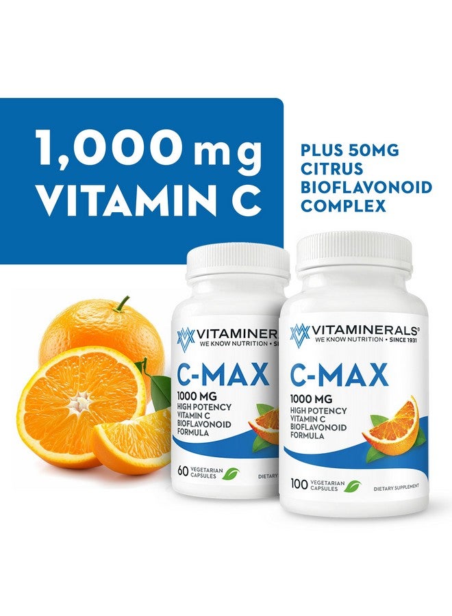 Vitaminerals فيتامينيرالز سي-ماكس | 1000 ملغ فيتامين سي | بيوفلافونويد الحمضيات | 100 كبسولة نباتية - Image 5