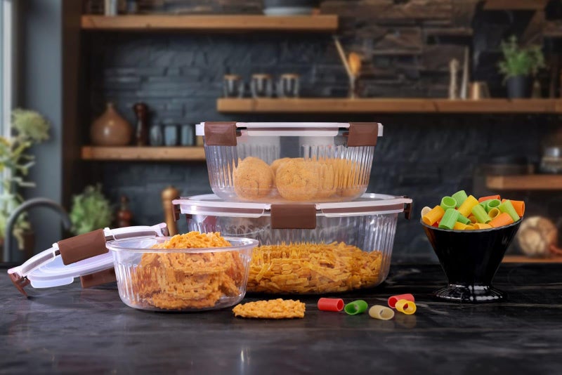 Qshare 3 Pcs Fridge Storage Container - BPA Free Plastic Kitchen Storage Box for Grains, Dry Fruits, Snacks, Vegetables, Airtight Fresh Keeper Containers Set (700ml, 1200ml, 1800ml) - Image 5