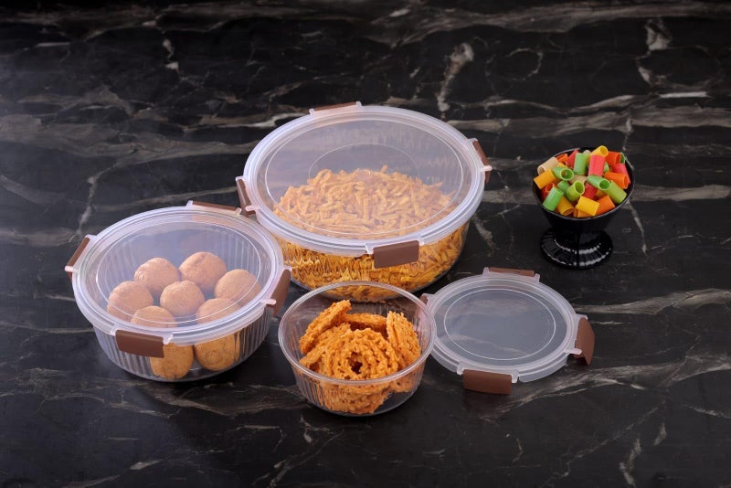 Qshare 3 Pcs Fridge Storage Container - BPA Free Plastic Kitchen Storage Box for Grains, Dry Fruits, Snacks, Vegetables, Airtight Fresh Keeper Containers Set (700ml, 1200ml, 1800ml) - Image 2