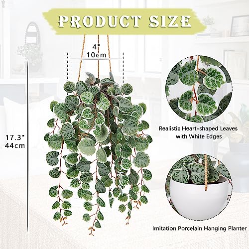 Briful Artificial Hanging Plants with Pot 17 Fake String of Heart Vines Plants Faux Hanging Greenery for Home Room Office Garden Balcony Patio Front Door Hanging Decor - Image 3