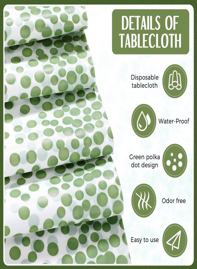 Breling 8 Pack White and Sage Green Disposable Plastic Tablecloths and Satin Table Runner Set, 54 x 108 Inch Tablecloth, 12 x 108 Inch Table Runners for Wedding Graduation Birthday Baby Shower - Image 3