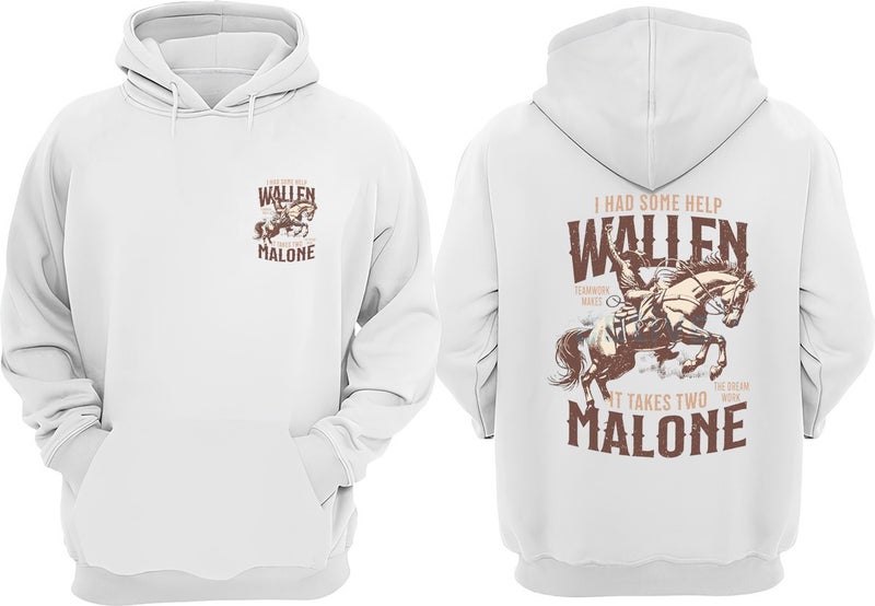 Walien Malone Design Front Back Printed Regular Fit White Sweatshirt
