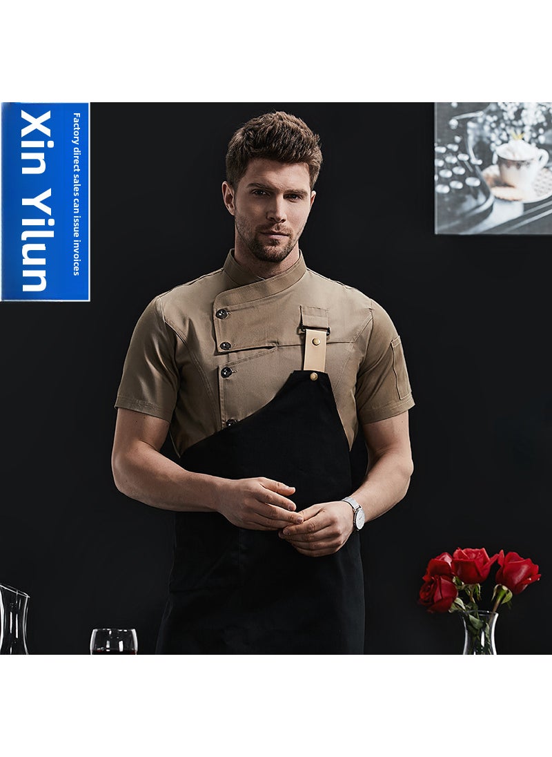 Generic Chef Short Sleeve Cotton Work Uniform Black  - Image 5