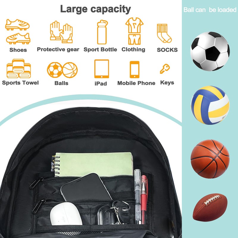 DAFISKY Soccer Backpack, Soccer Bags with Ball Holder & Shoes Compartment, Water Resistant Backpack for Basketball Volleyball Football - Image 5
