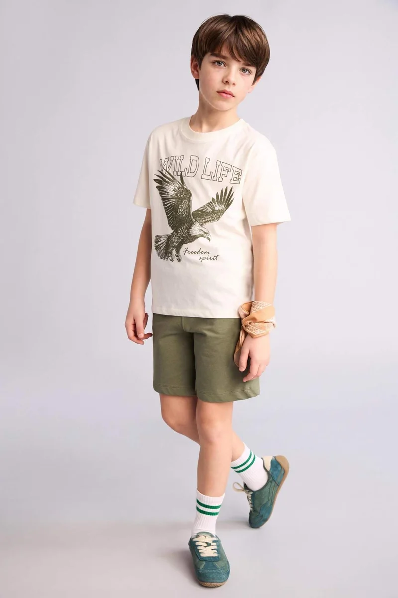 DeFacto Boy Regular Fit Printed T-Shirt Shorts 2 piece Set