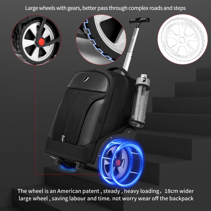 GOTECH Rolling Backpack,Waterproof Backpack with Wheels for Business and Travel Commuter, Carry on Backpack with Laptop Compartment, Fit 17 Inch Laptop, Wheeled Backpack for Adults - Image 2
