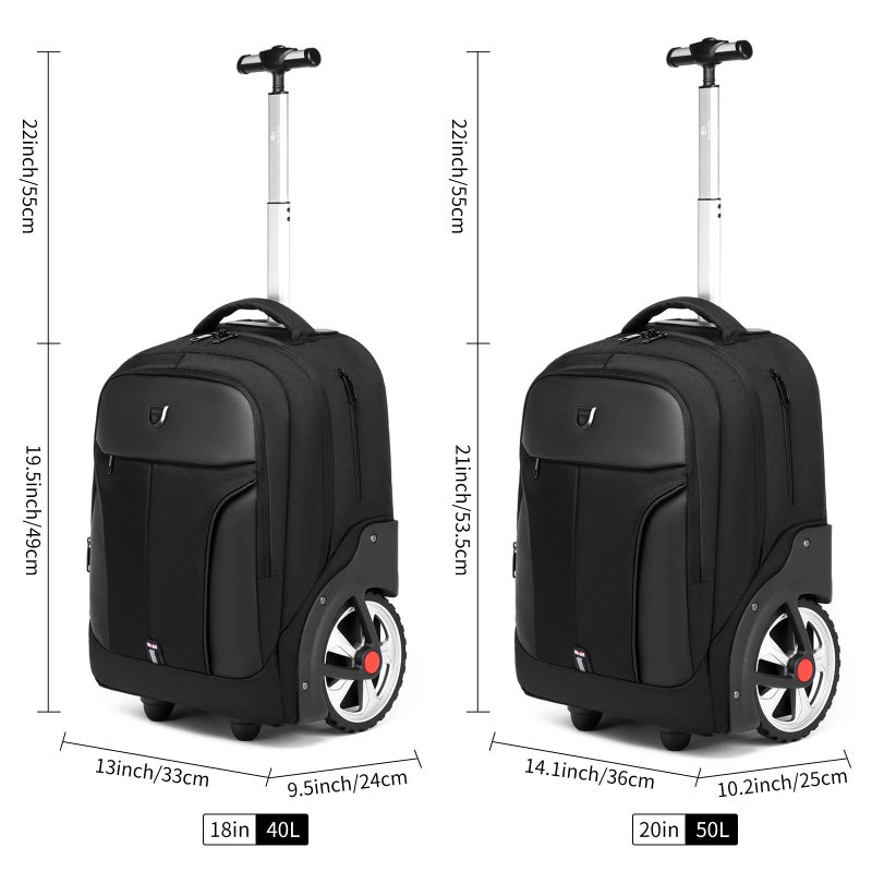 GOTECH Rolling Backpack,Waterproof Backpack with Wheels for Business and Travel Commuter, Carry on Backpack with Laptop Compartment, Fit 17 Inch Laptop, Wheeled Backpack for Adults - Image 4