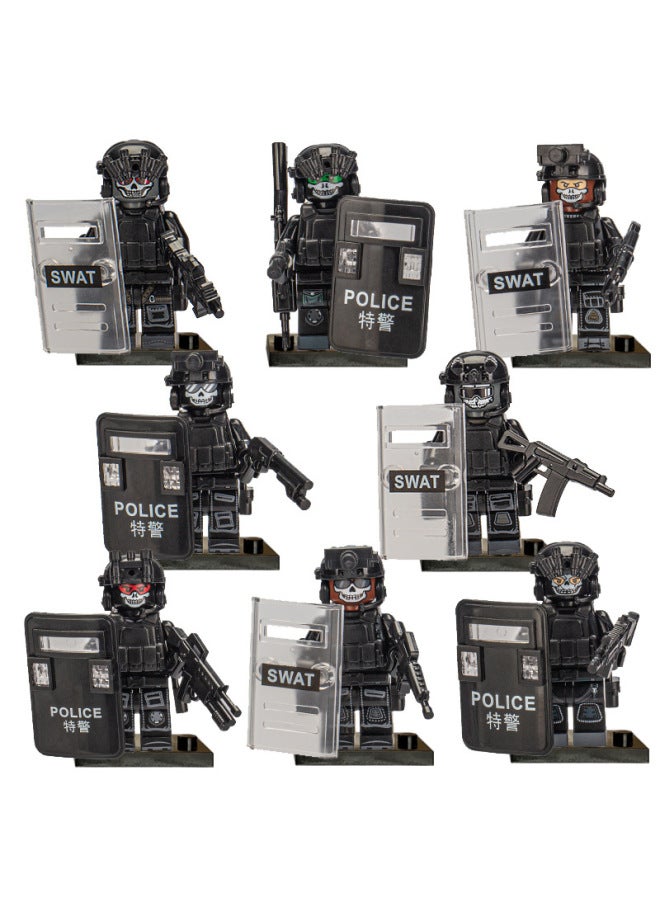 Military Ghost Special Police Building Blocks Doll Shield Weapon Eight Route Volunteer Army Special Forces Educational Assembled Toys Wholesale 