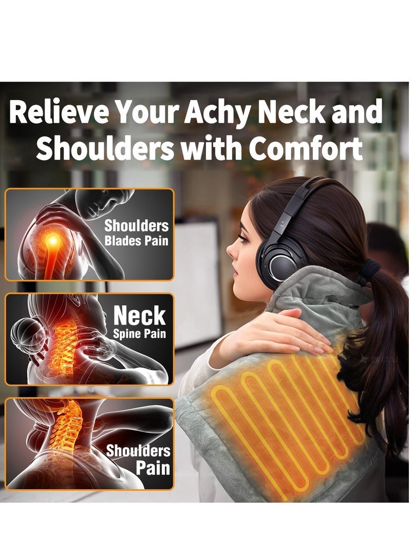 AMINAC Heating Pad for Pain Relief, Electric Heat Pad for Back Neck and Shoulders, 58x42cm, Soft Material, Auto Shut Off, 6 Temperature Levels, 4 Timer Settings, Hand and Machine Washable, Gifts - Image 3